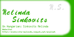 melinda sinkovits business card